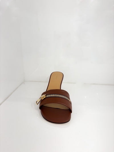 BIKER HEEL SANDAL - Brown