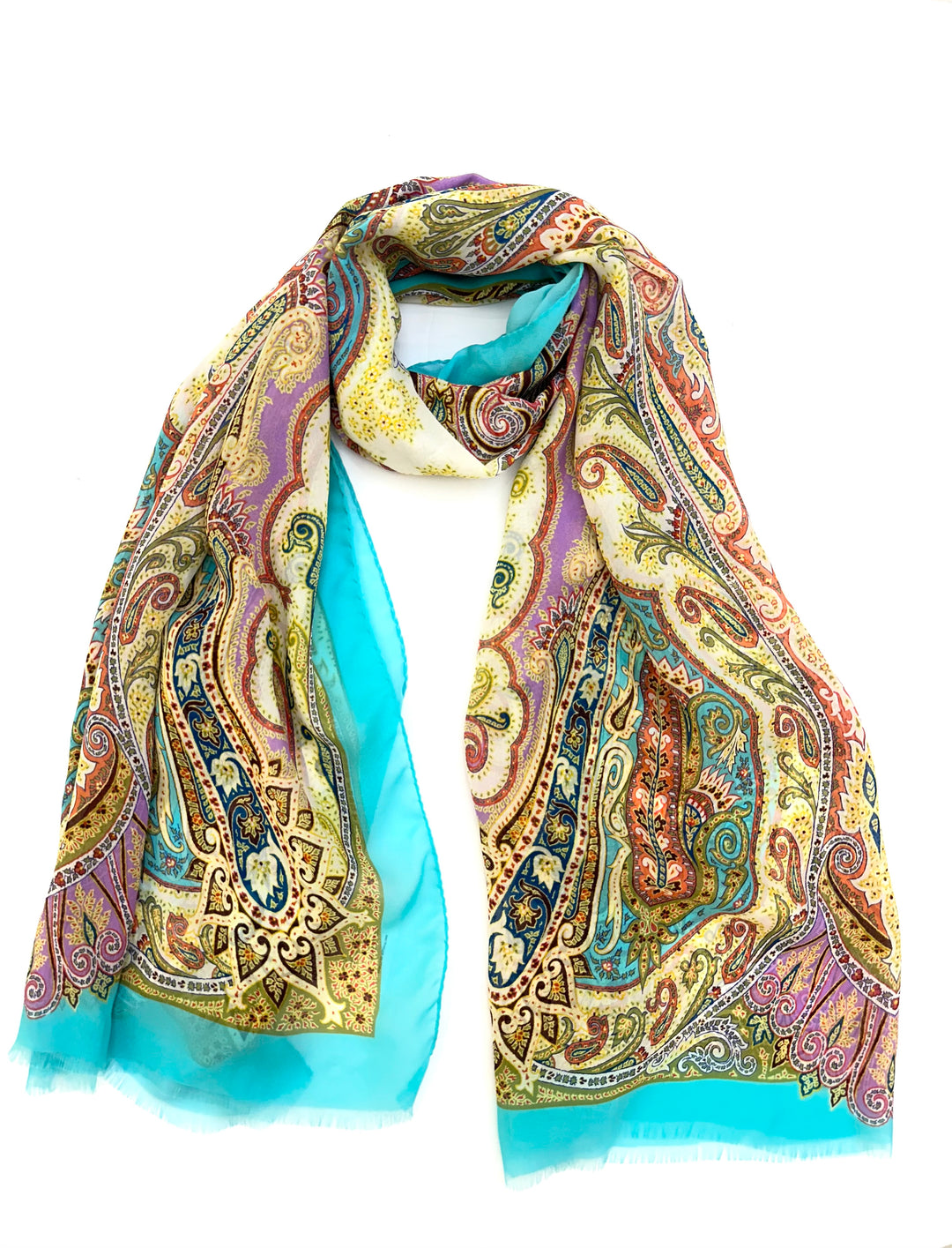 PAISLEY PRINT SCARF - Blue Multi
