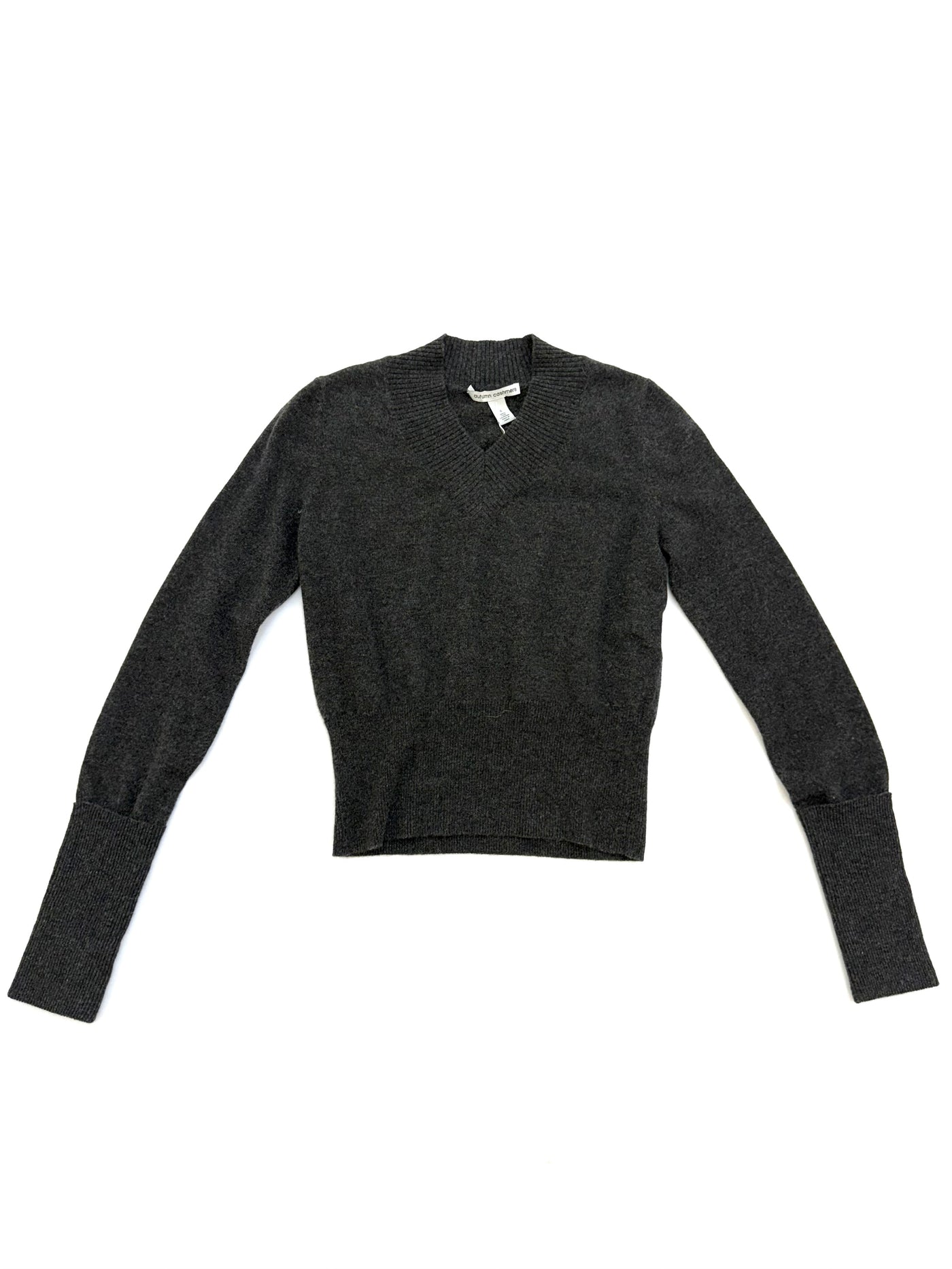 V-NECK SWEATER WITH HIGH CUFFS - Pepper