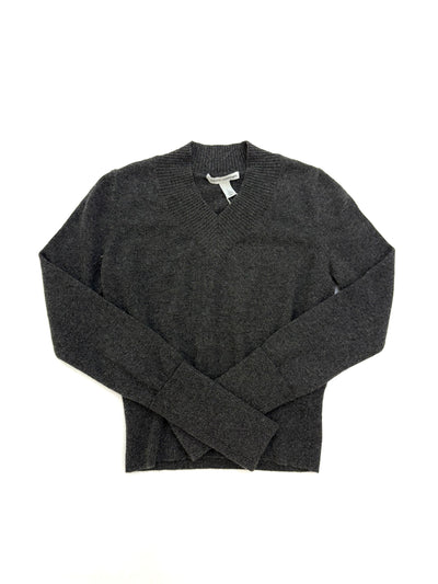 V-NECK SWEATER WITH HIGH CUFFS - Pepper