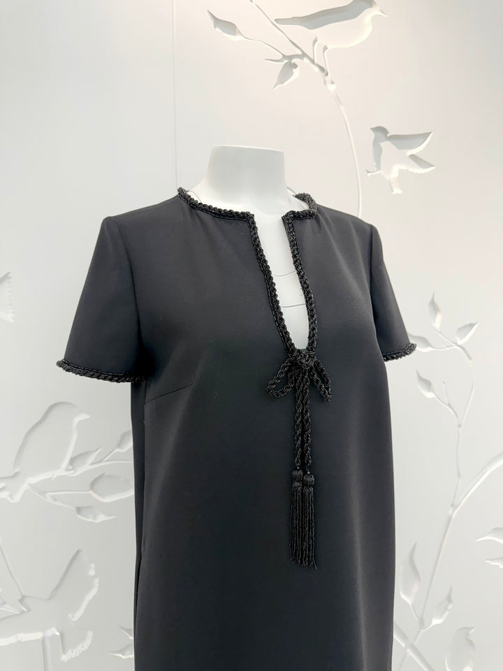 Beaded Bow-Detail Shift Dress - Black