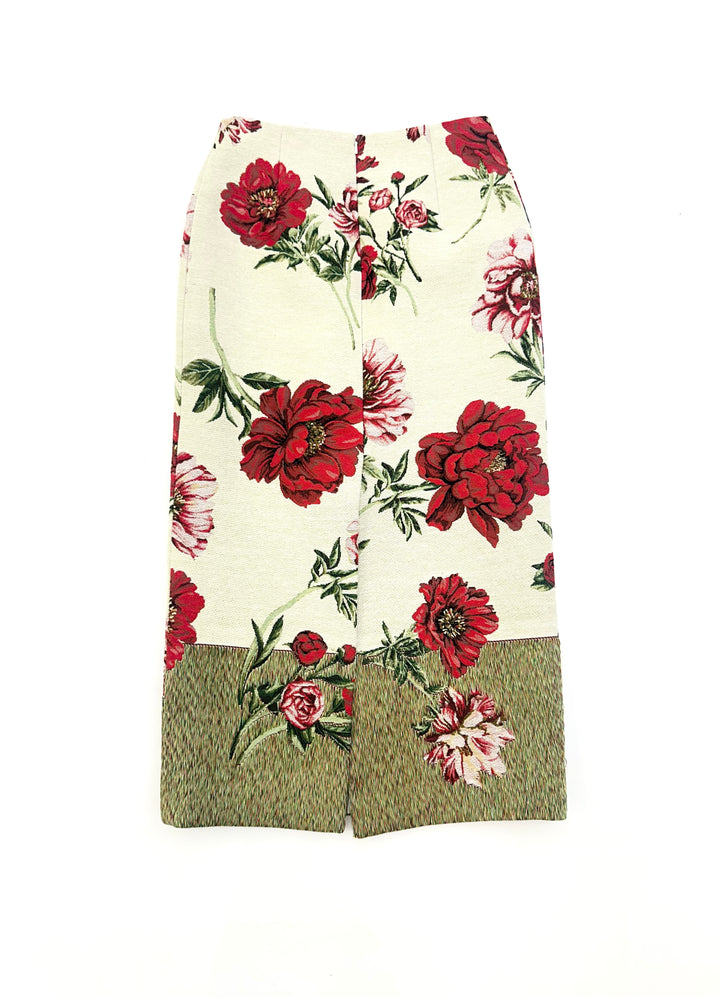 PEONY PENCIL SKIRT - Ivory Multi