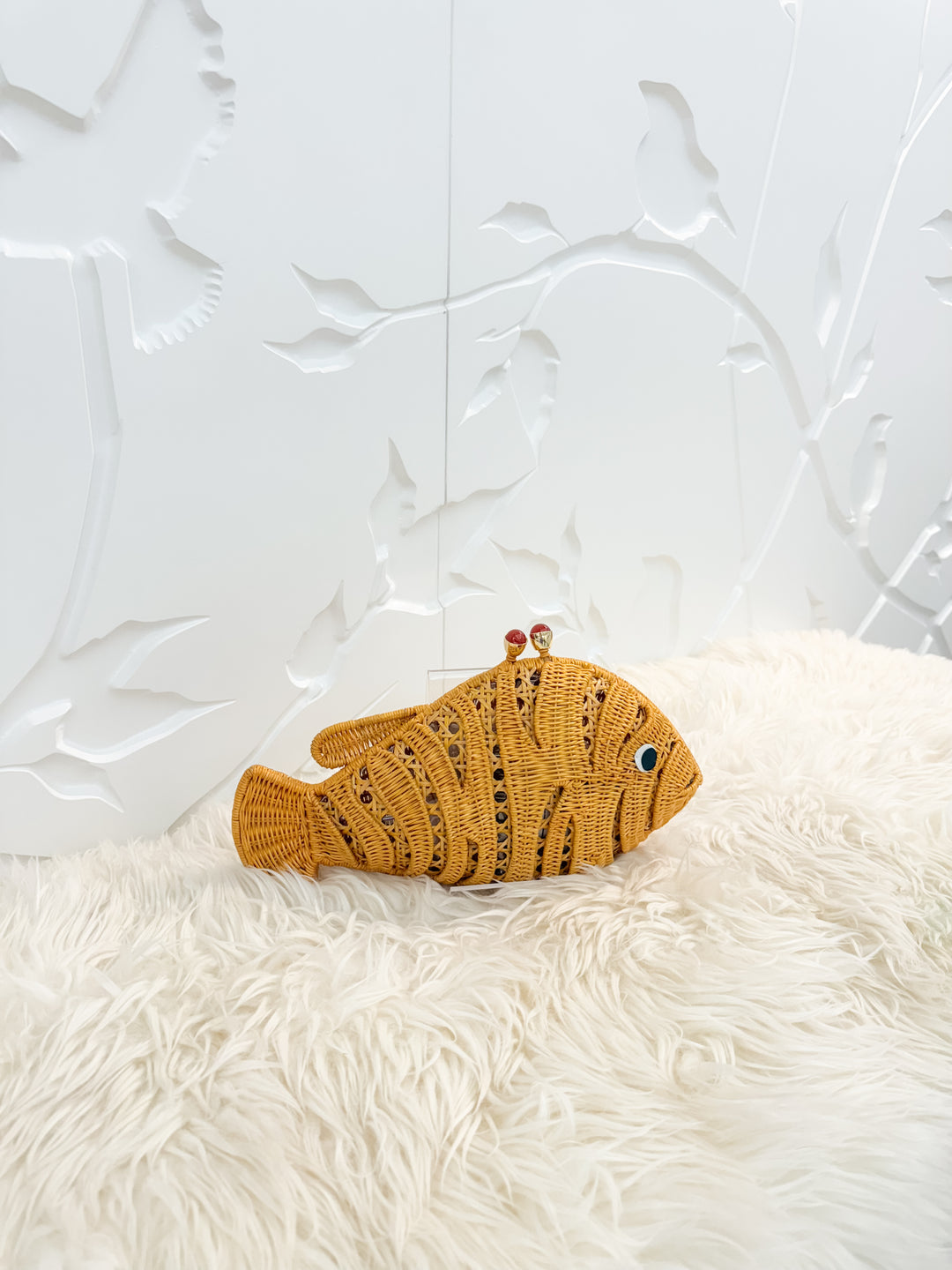 Robin Fish Wicker Clutch