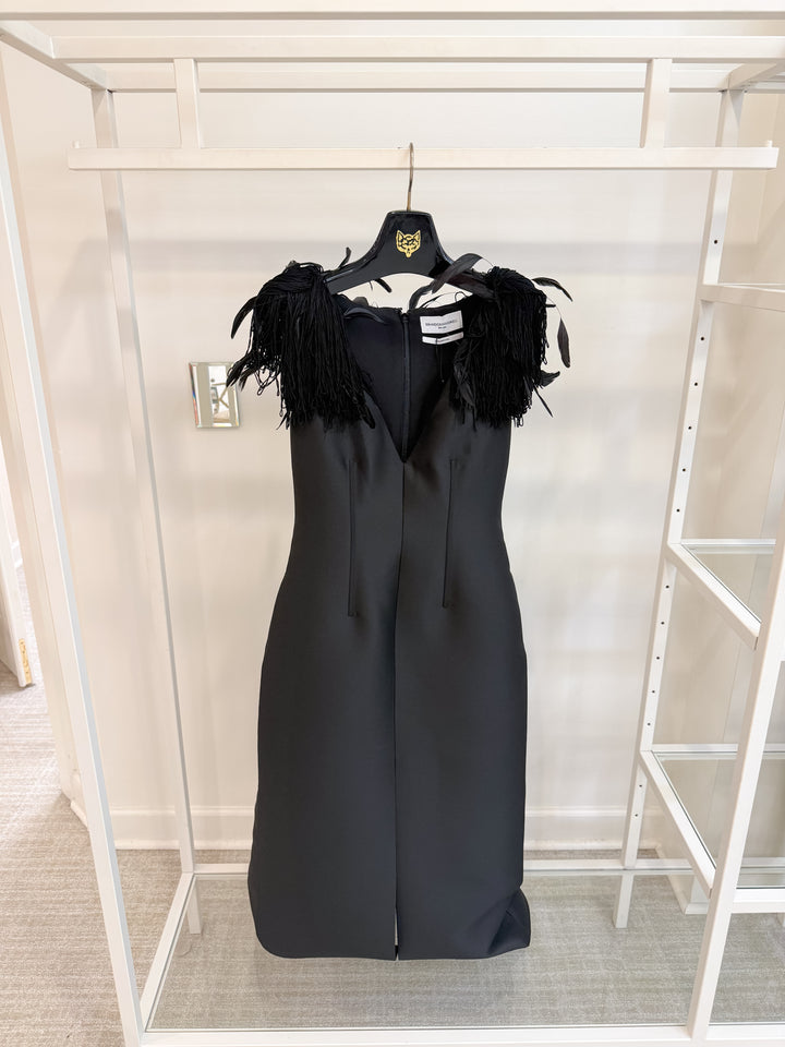 Reeve Dress with Fringe - Black