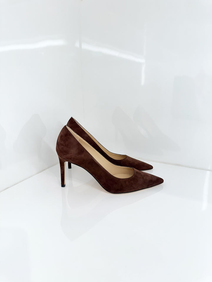 STUART POWER 85mm PUMP - Brown Suede