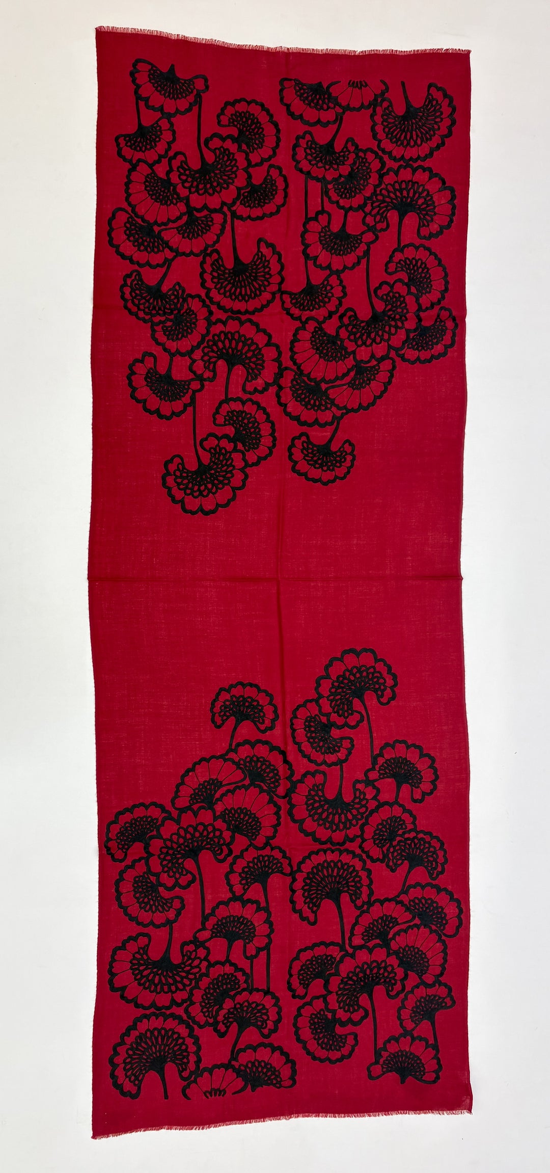 Velour Bloom Stole - Red and Black