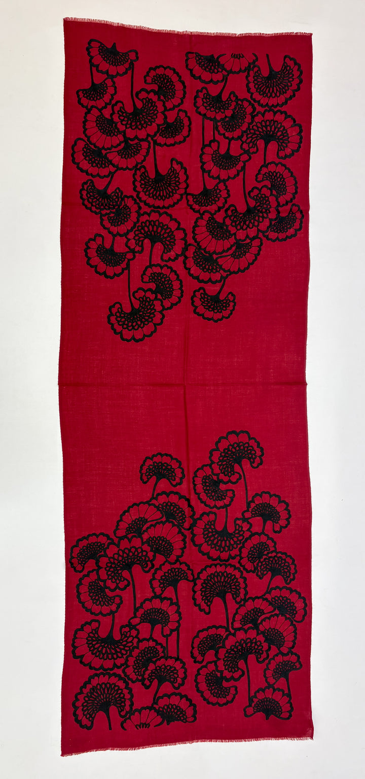 Velour Bloom Stole - Red and Black