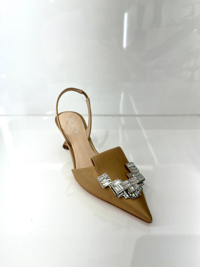 Satin Slingback with Jeweled Buckle