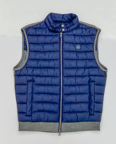 Puffer Vest with Gray Back - Navy Blue
