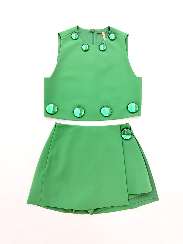Embellished Crop Top - Kelly