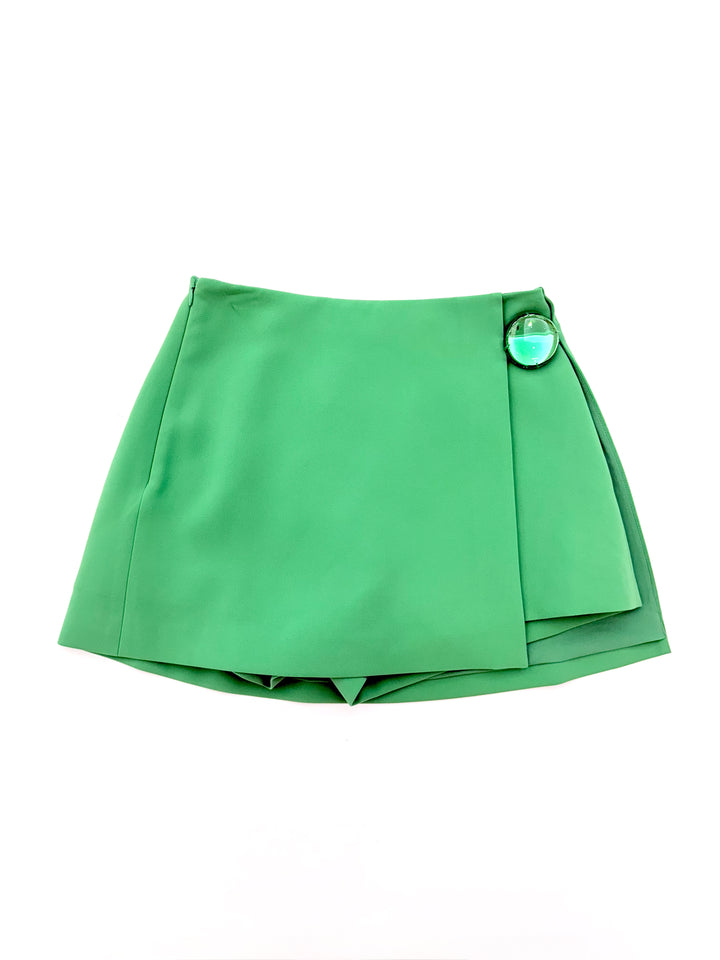 Embellished Wrap Skort - Kelly