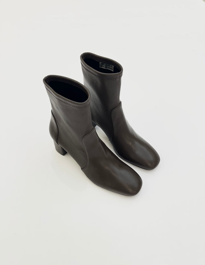 LUCIE ZIP BOOTIE - Dark Brown