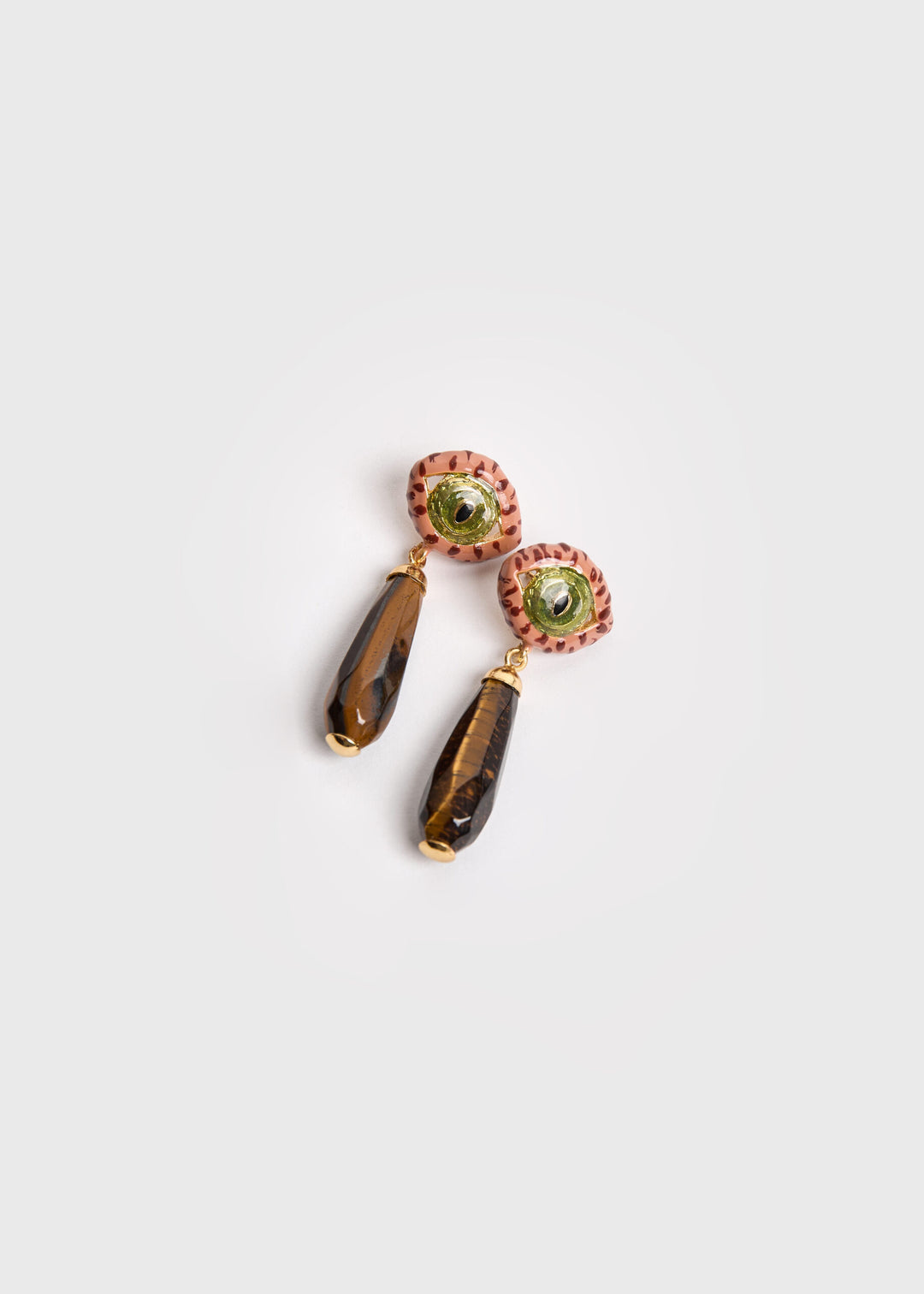 Cat Drop Terracotta Earrings - Brown