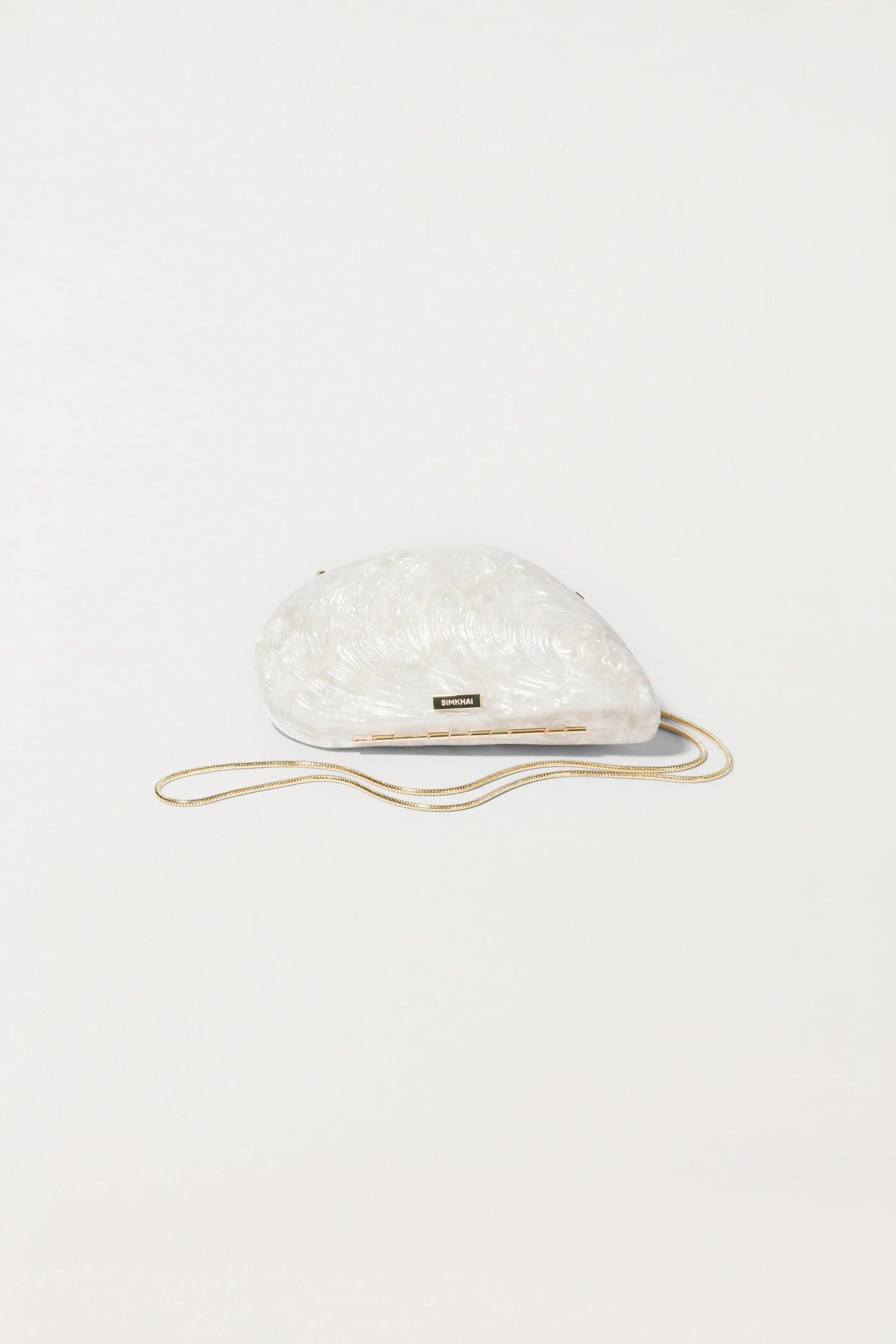 Bridget Pearl Oyster Clutch - White