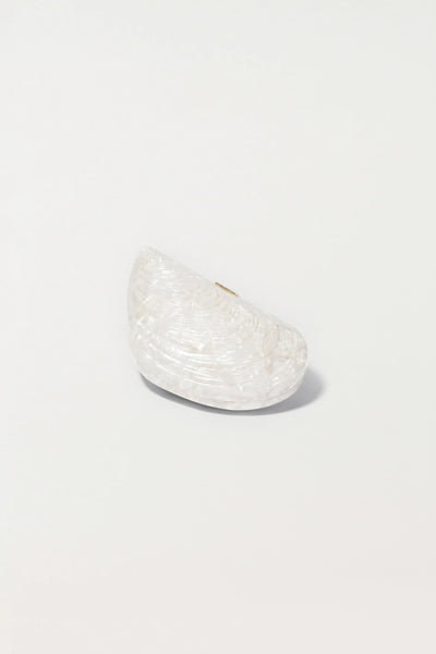 Bridget Pearl Oyster Clutch - White