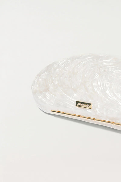 Bridget Pearl Oyster Clutch - White