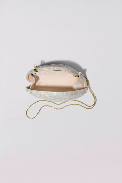 Bridget Pearl Oyster Clutch - White