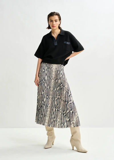 INDIRA PLEATED MIDI SKIRT - Snakeskin Multi
