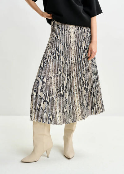 INDIRA PLEATED MIDI SKIRT - Snakeskin Multi