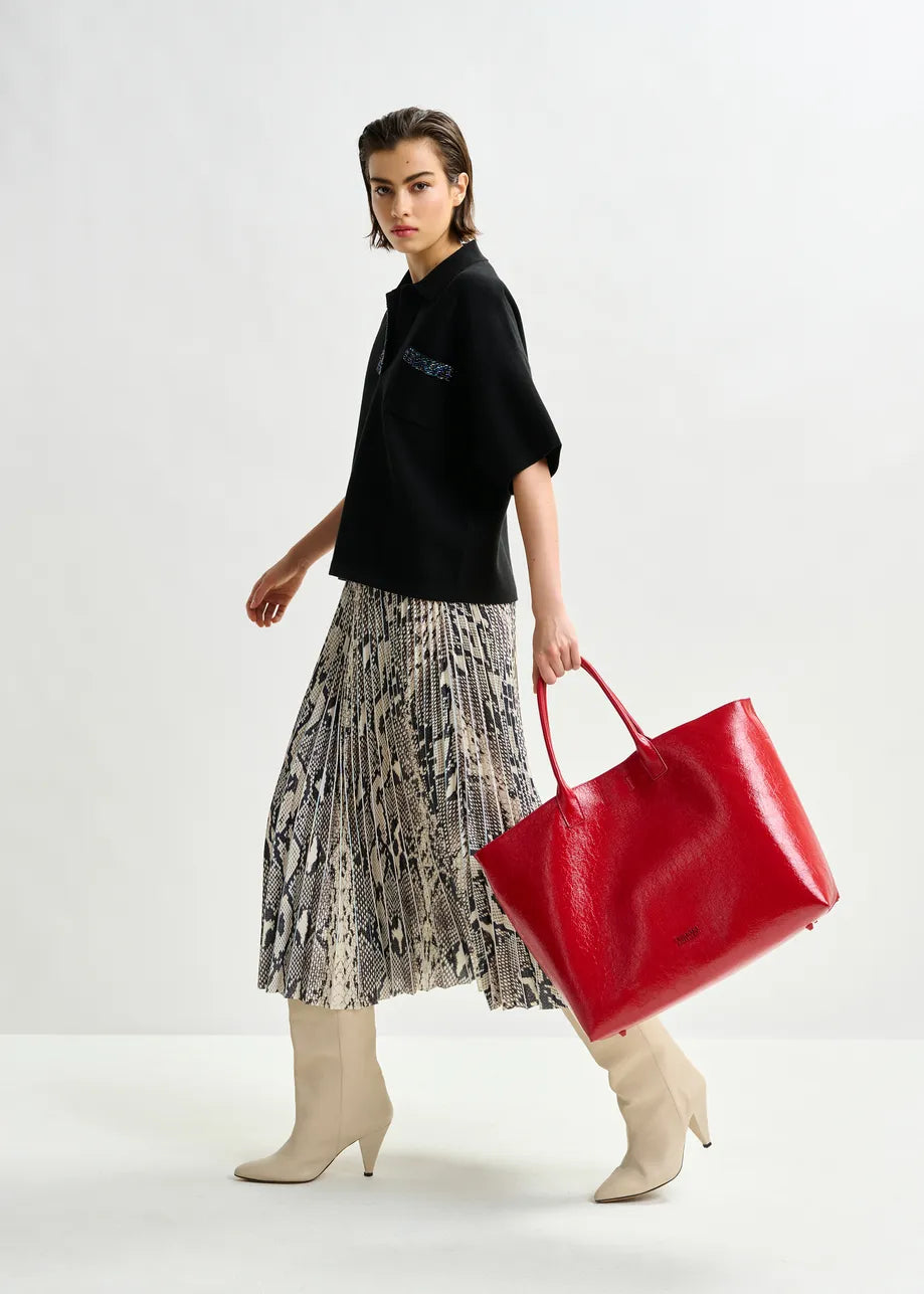INDIRA PLEATED MIDI SKIRT - Snakeskin Multi