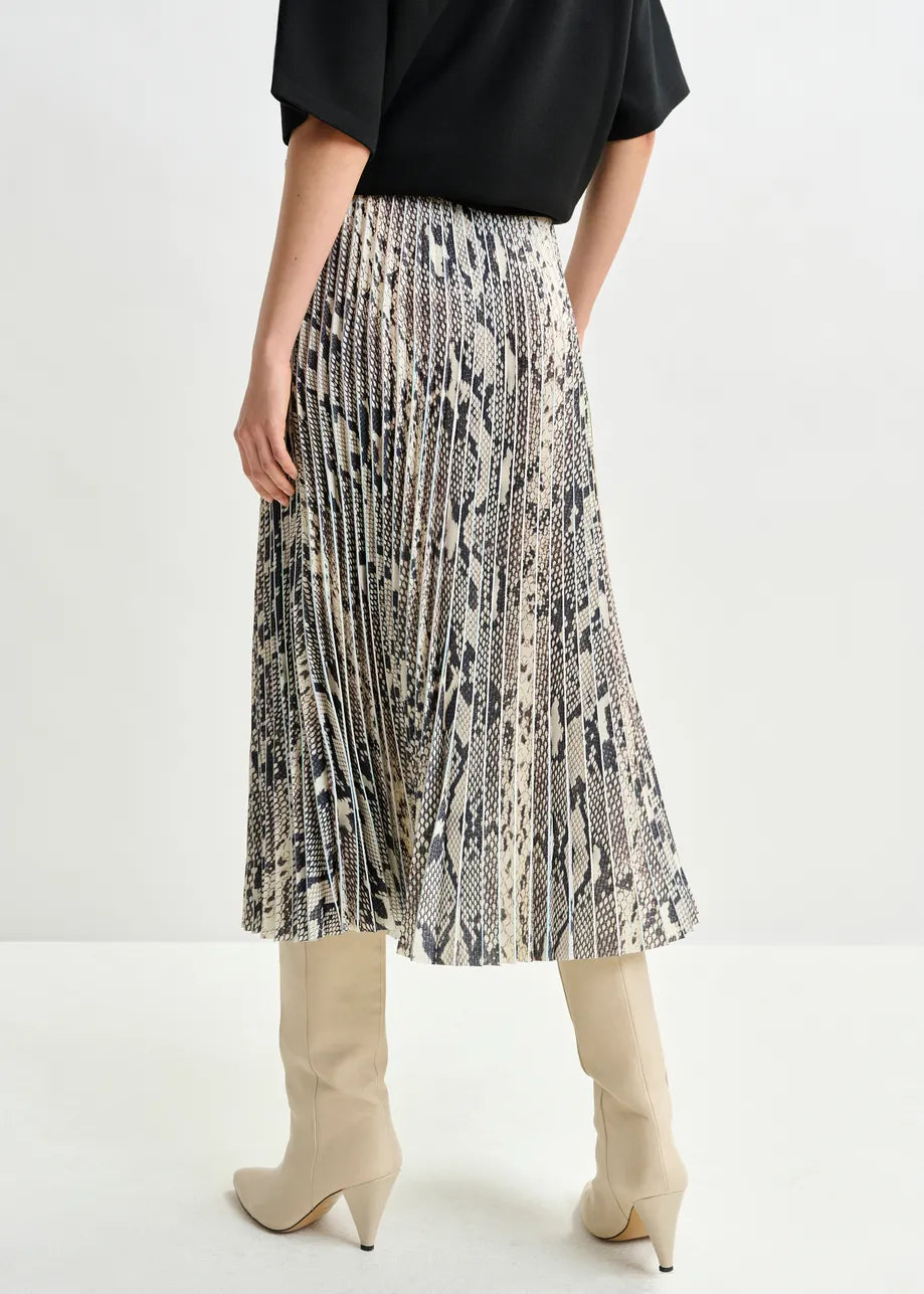 INDIRA PLEATED MIDI SKIRT - Snakeskin Multi