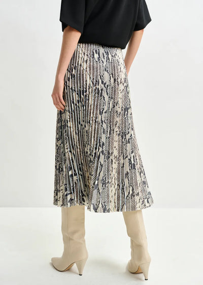 INDIRA PLEATED MIDI SKIRT - Snakeskin Multi