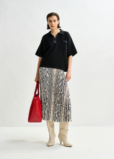INDIRA PLEATED MIDI SKIRT - Snakeskin Multi