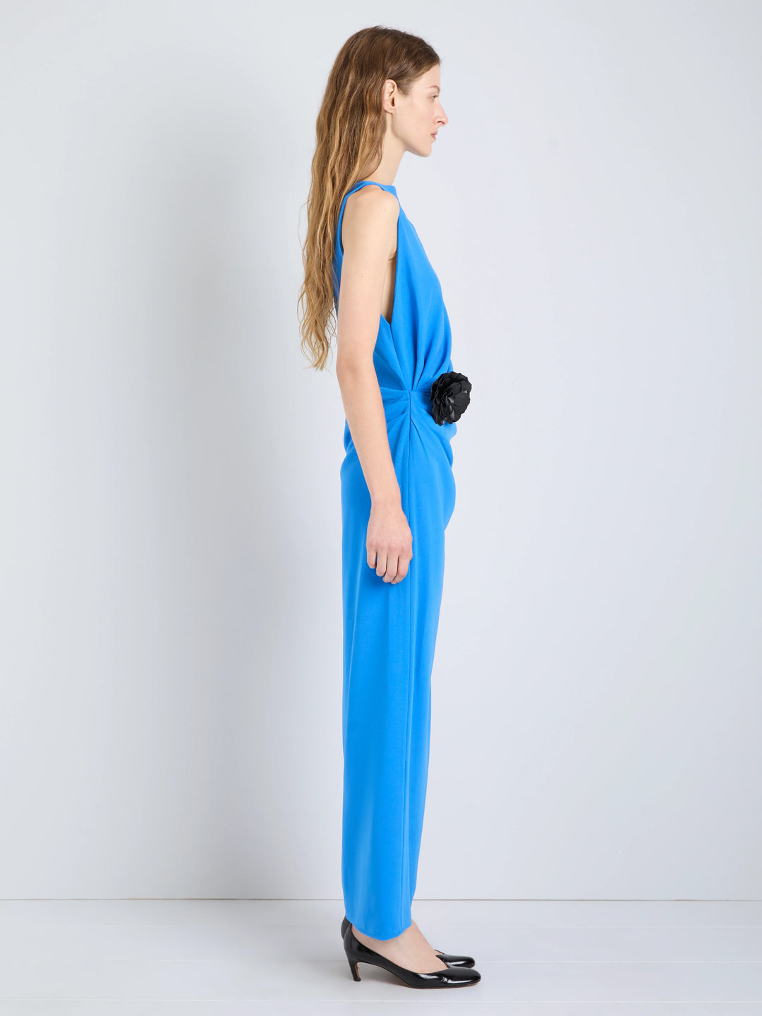 Indria Dress in Matte Double Crepe - New Blue