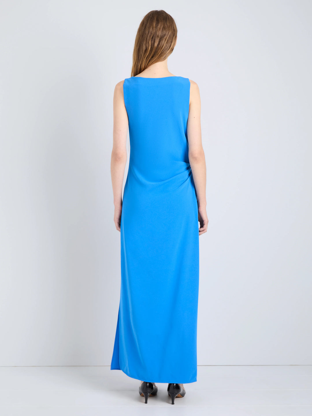 Indria Dress in Matte Double Crepe - New Blue