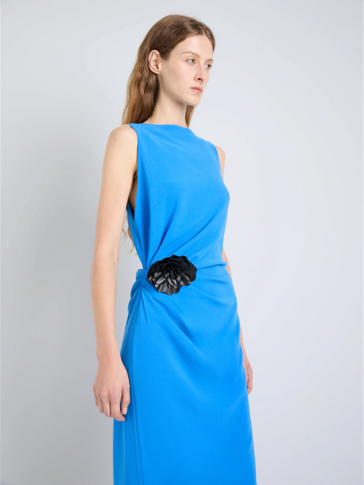 Indria Dress in Matte Double Crepe - New Blue