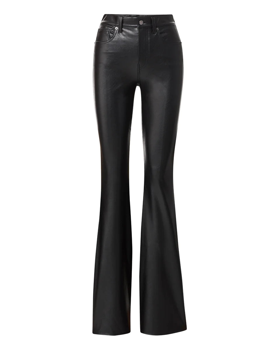 BEVERLY SKINNY-FLARE VEGAN LEATHER PANT - BLACK