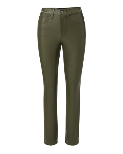 CARLY KICK-FLARE VEGAN LEATHER PANT - LODEN
