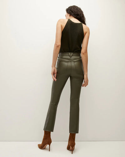 CARLY KICK-FLARE VEGAN LEATHER PANT - LODEN