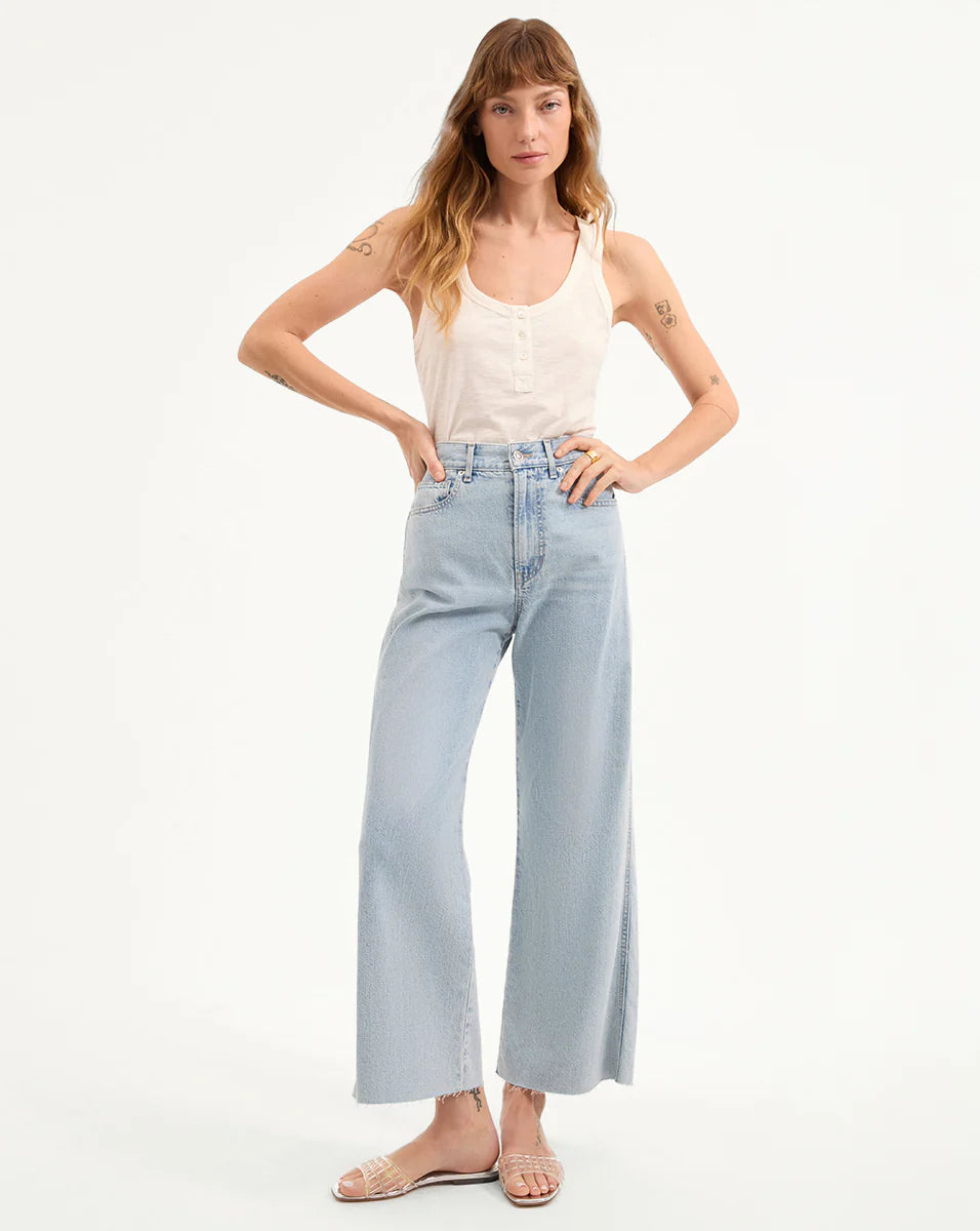 Taylor Cropped Wide-Leg Jean - Pale Stone