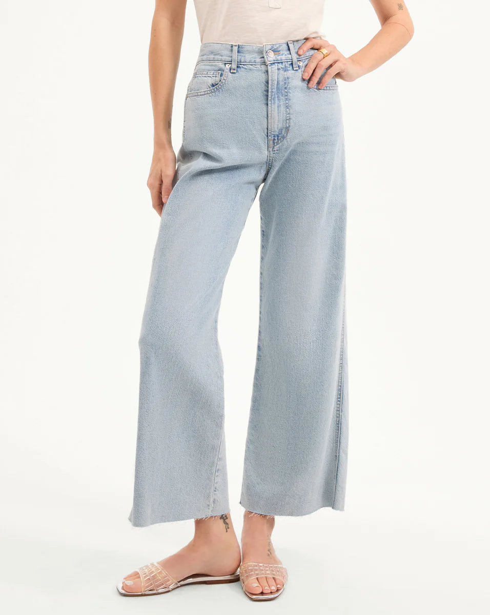 Taylor Cropped Wide-Leg Jean - Pale Stone