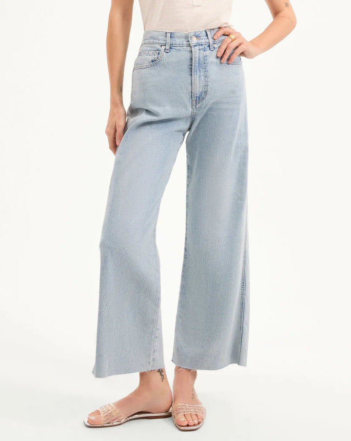 Taylor Cropped Wide-Leg Jean - Pale Stone