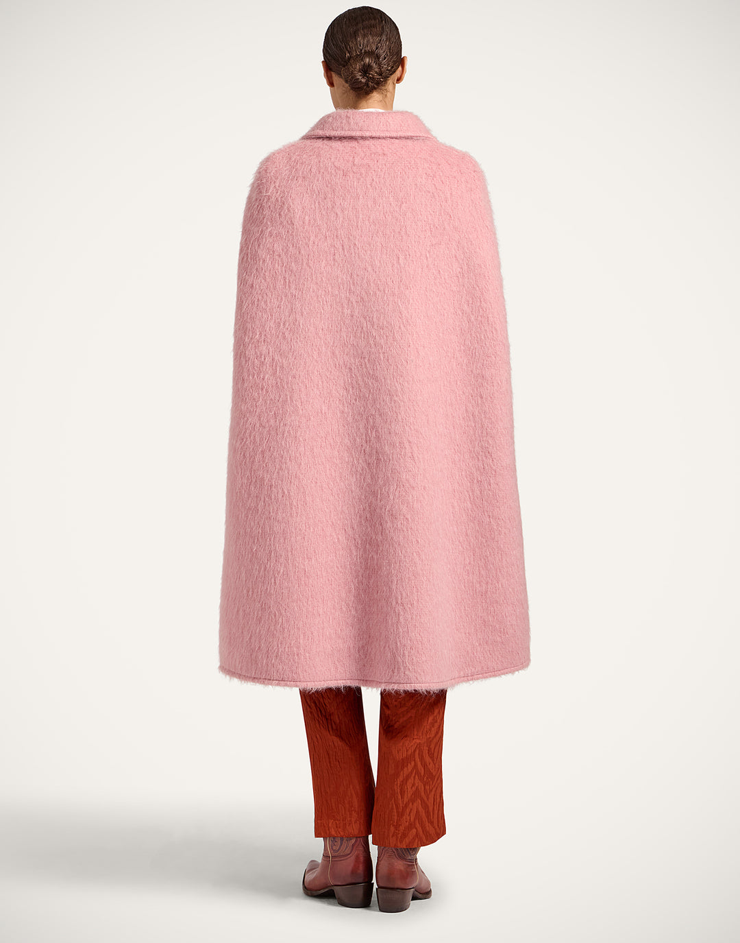 MILANO CAPE COAT - Solid Pink in Hairy Wool
