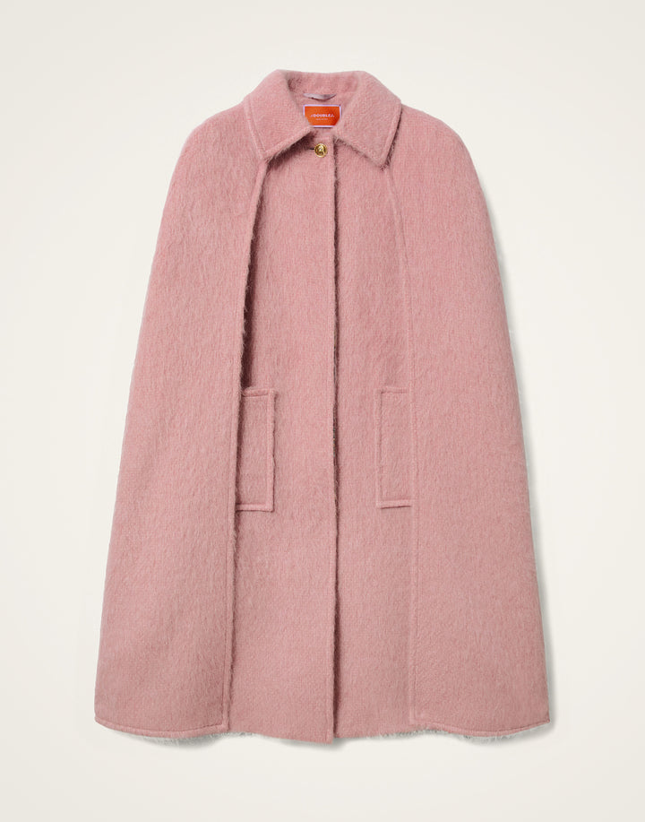 MILANO CAPE COAT - Solid Pink in Hairy Wool