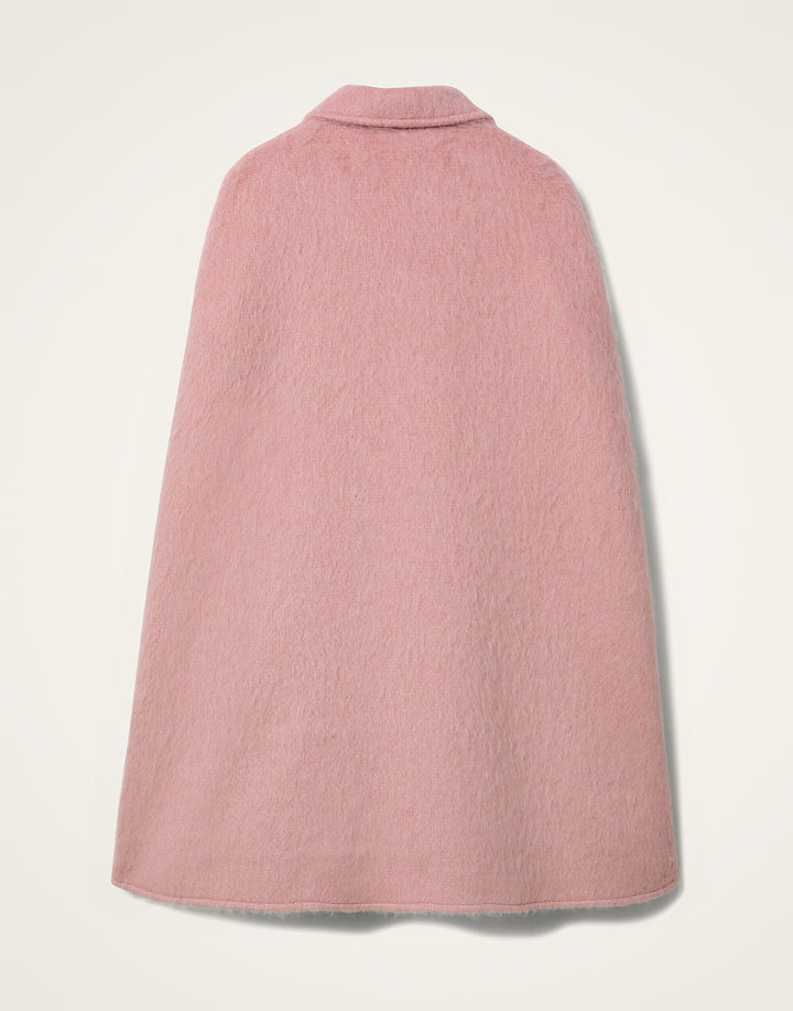 MILANO CAPE COAT - Solid Pink in Hairy Wool