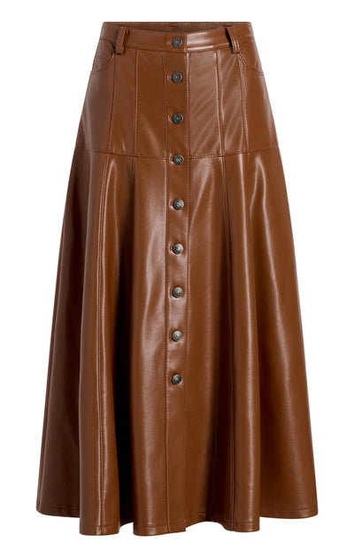 VEENA SKIRT VEGAN LEATHER - Dark Sephia