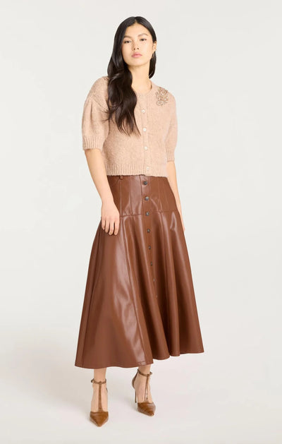 VEENA SKIRT VEGAN LEATHER - Dark Sephia