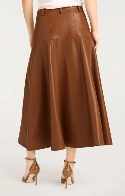 VEENA SKIRT VEGAN LEATHER - Dark Sephia