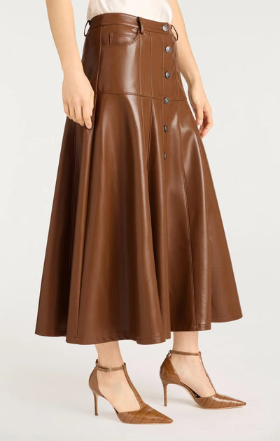 VEENA SKIRT VEGAN LEATHER - Dark Sephia
