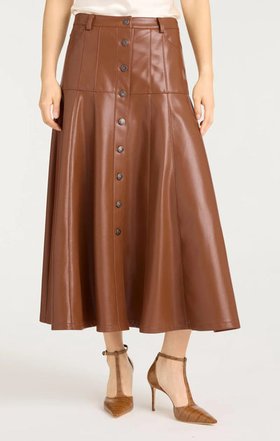 VEENA SKIRT VEGAN LEATHER - Dark Sephia