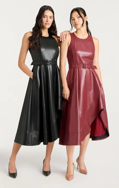VEGAN LEATHER ZELDA DRESS - More Colors Available