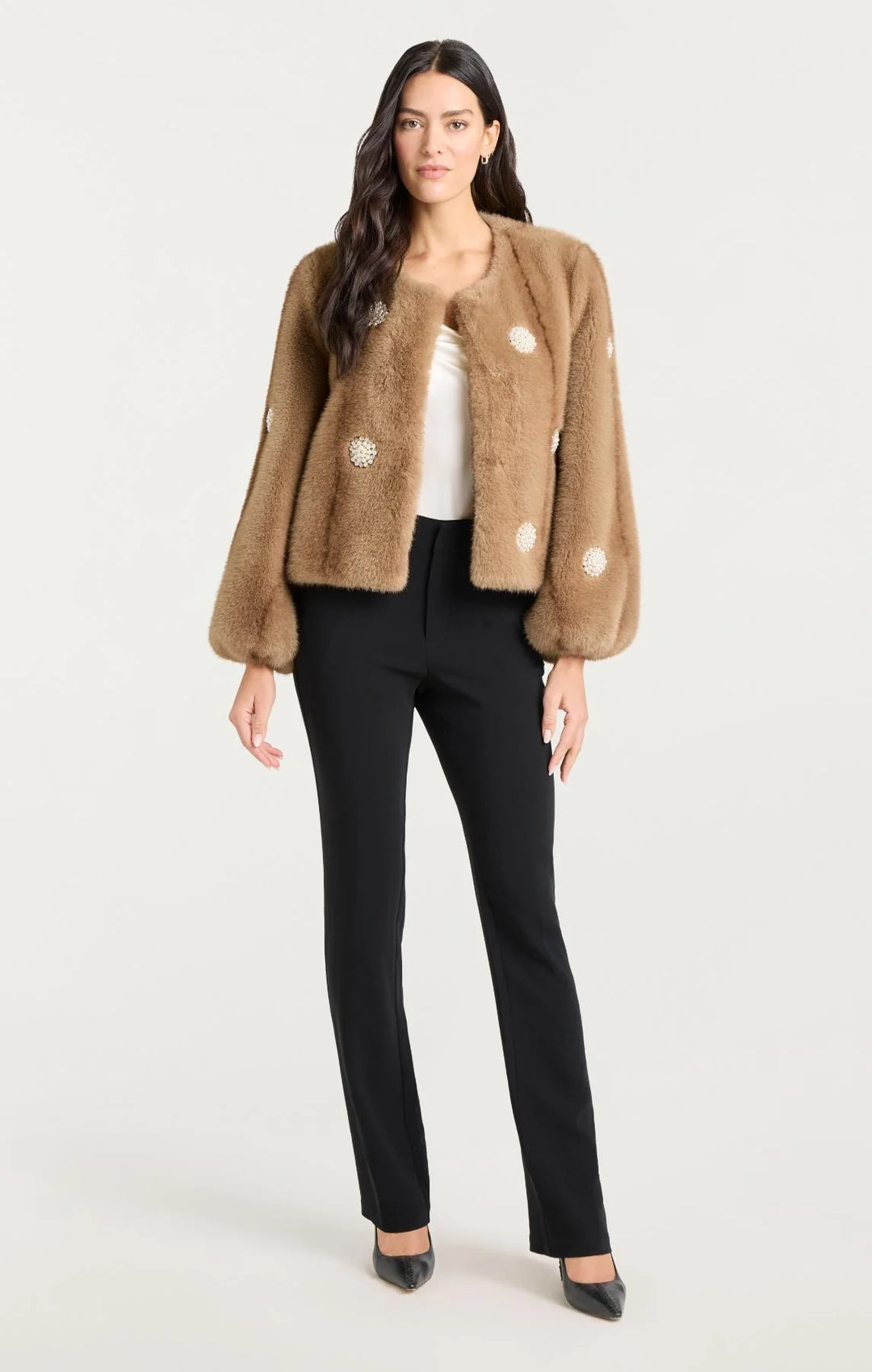 Pearl Coral Bubbles Faux Mink Benson Coat - Pewter