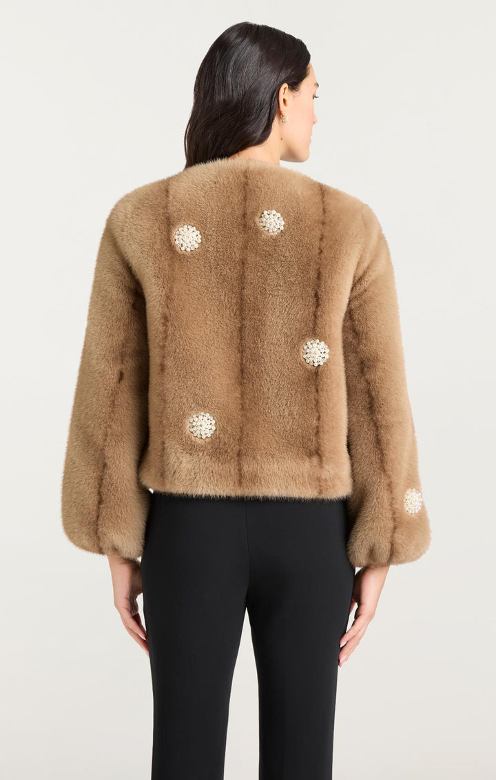 Pearl Coral Bubbles Faux Mink Benson Coat - Pewter