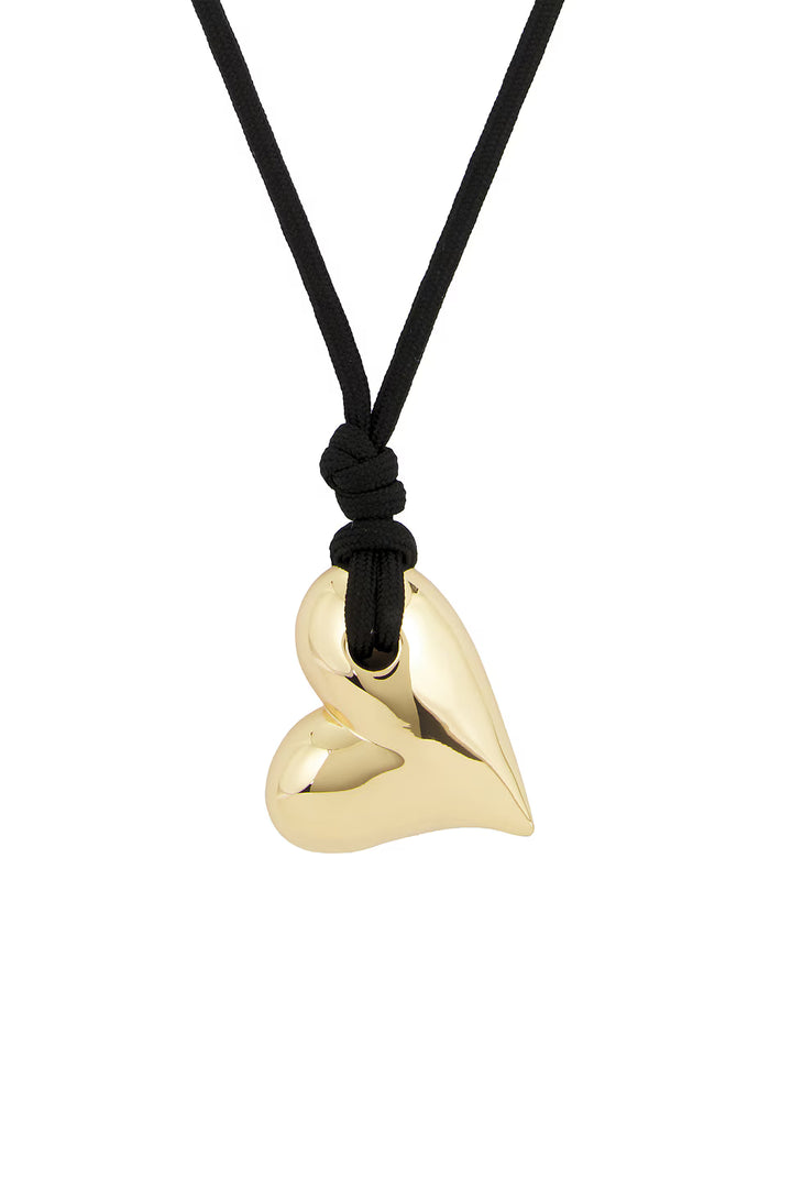 Art Heart on Black String - Gold