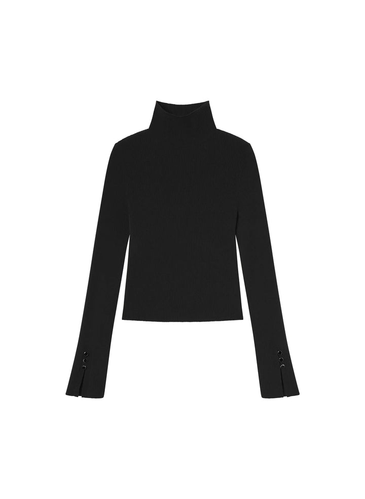 Jett Knit Merino Turtleneck Top - Black