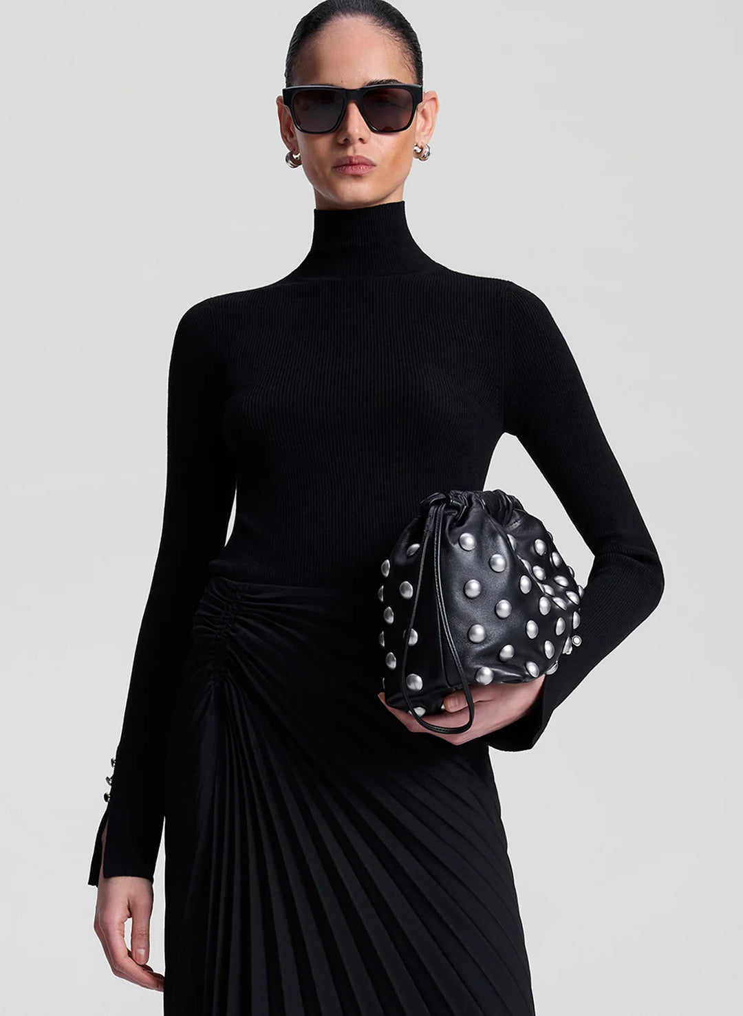 Jett Knit Merino Turtleneck Top - Black